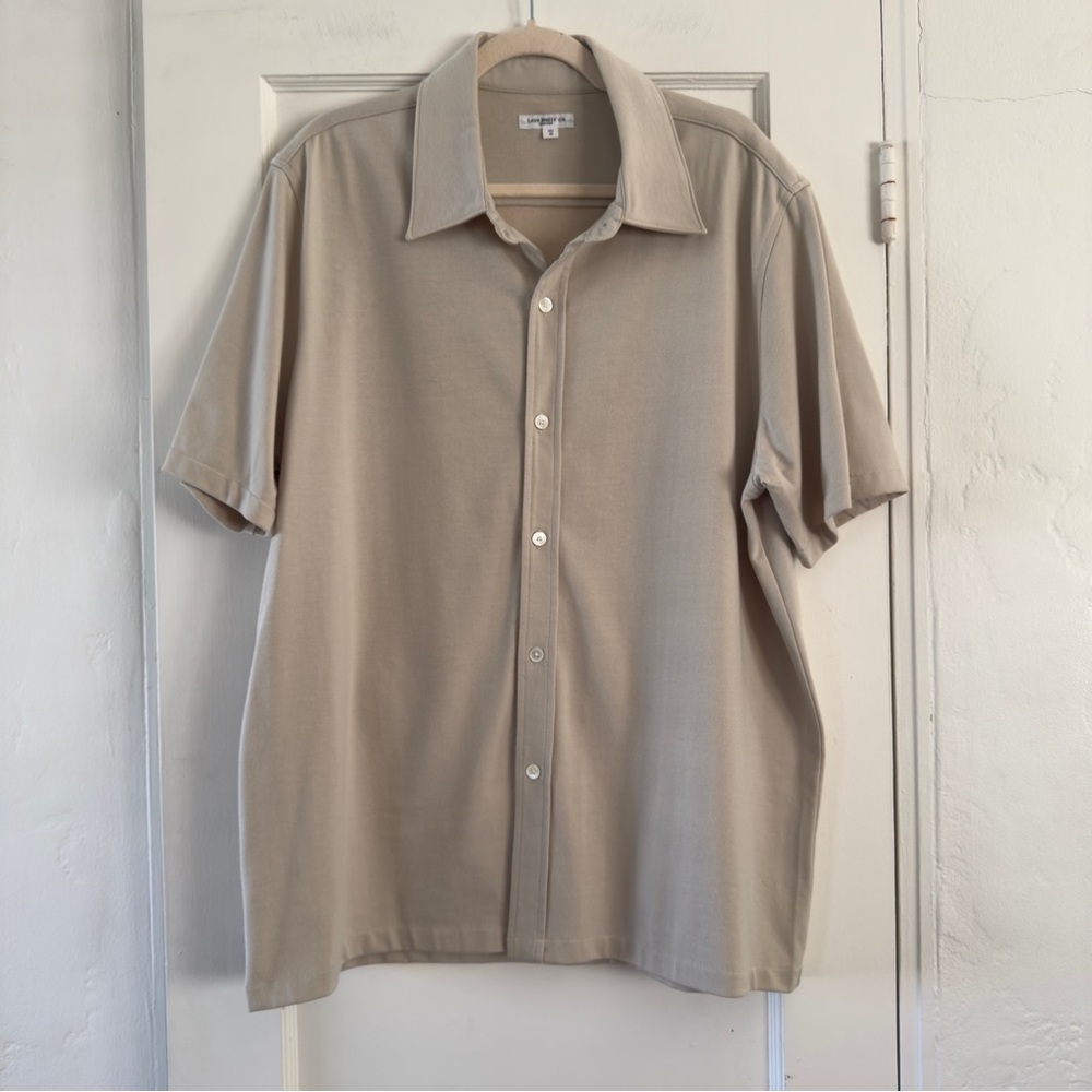 Lady White Co. Men's Beige CNT S/S Shirt in Bone Size 42